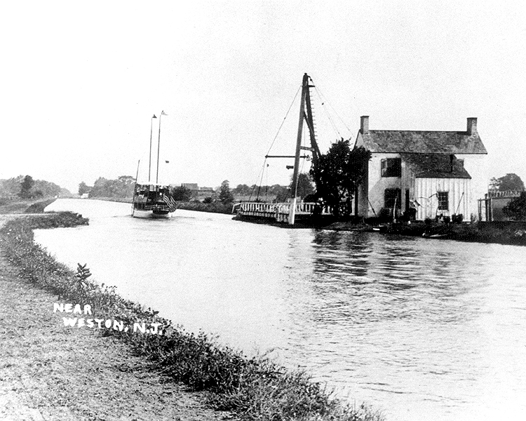 D&R Canal at Weston; Open A-Frame Swingbridge; c. 1910